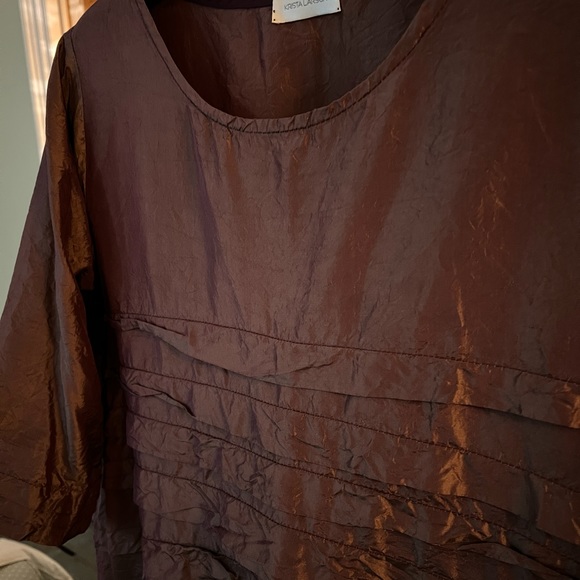 Krista Larson silk Taffeta iridescent holiday dress OSFM - Picture 8 of 8